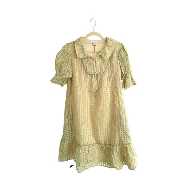 S'edge Fall Erin Dress Short Sleeve, Lily Pad Gingham Green, Medium, 272$ NWT - Picture 2 of 7